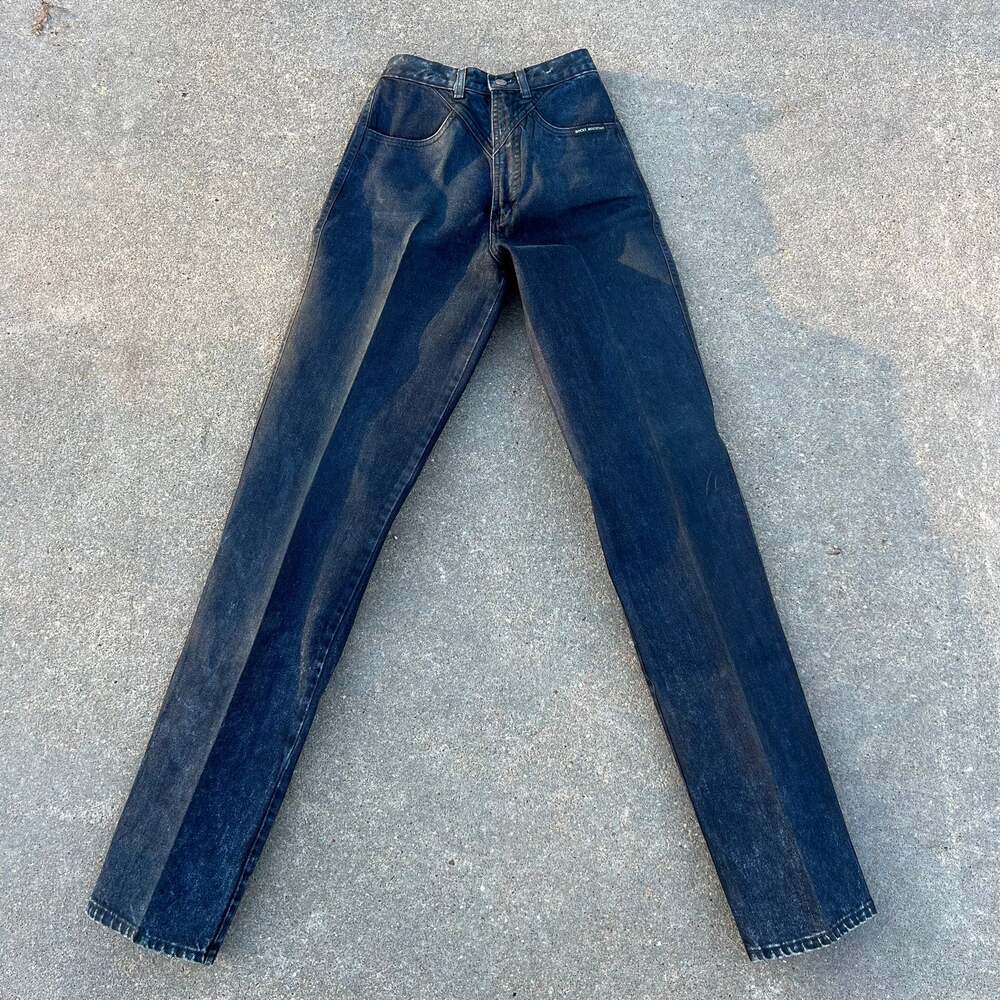 Vintage Rockies Black High Rise Wedgie Tapered V Yoke Cowgirl Western Jeans